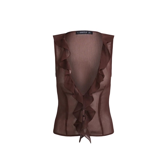 Lioness ROSE RUFFLE TOP | CHOCOLATE C17 - Picture 6 of 8